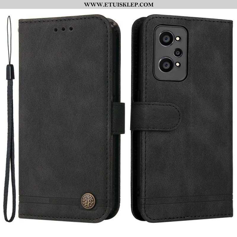 Etui Folio do Realme GT Neo 3T / Neo 2 Nit I Pasek Ze Sztucznej Skóry